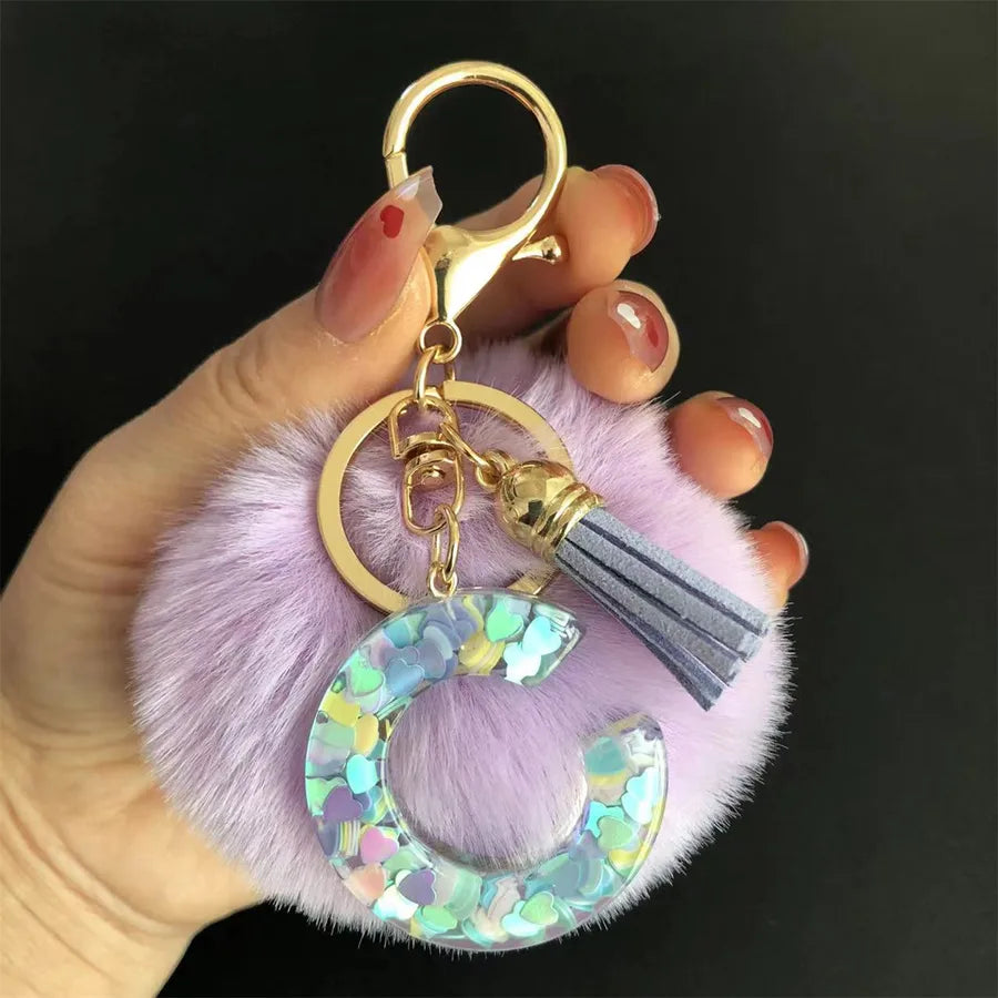 Cute Simple Style Letter Hairball Resin Unisex Bag Pendant Keychain