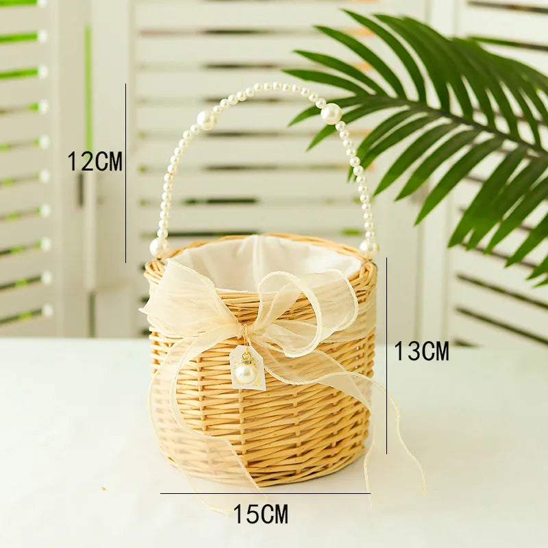 Pastoral Geometric bamboo wisteria Storage Basket