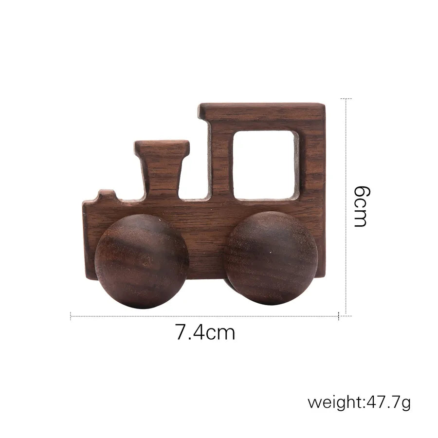 Walnut Wooden Mini Color Car Children's Early Education Educational Building Blocks Toys Baby Cart
