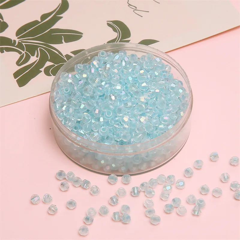4mm Facet Rainbow Rhombus Crystal Beads Glass DIY Handmade Loose Beads Material Jewelry Accessories Ornament Making Kit