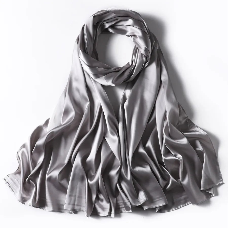 women's streetwear solid color satin winter scarves