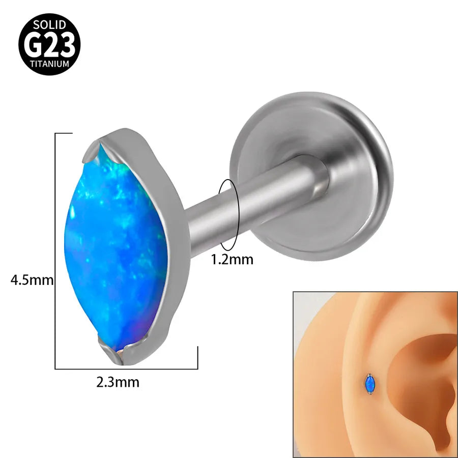 1 Piece Lip Rings Classic Style Colorful Water Droplets G23 Titanium Synthetic opal Zircon Inlay Synthetic opal Zircon