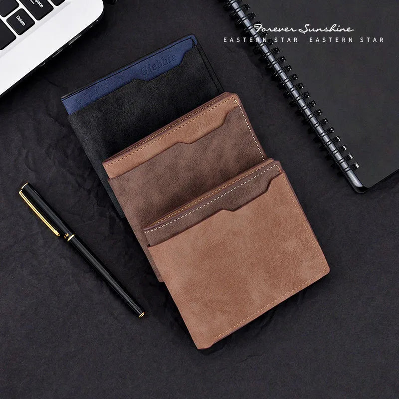 Men's Solid Color Pu Leather Flip Cover Small Wallets