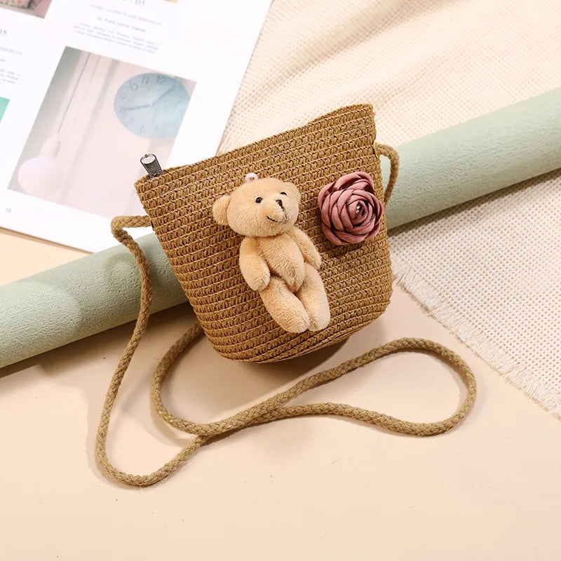 Straw Island Beach Woven Bag Women  New Popular Bag Seaside Straw Bag Cute Kid's Messenger Bag