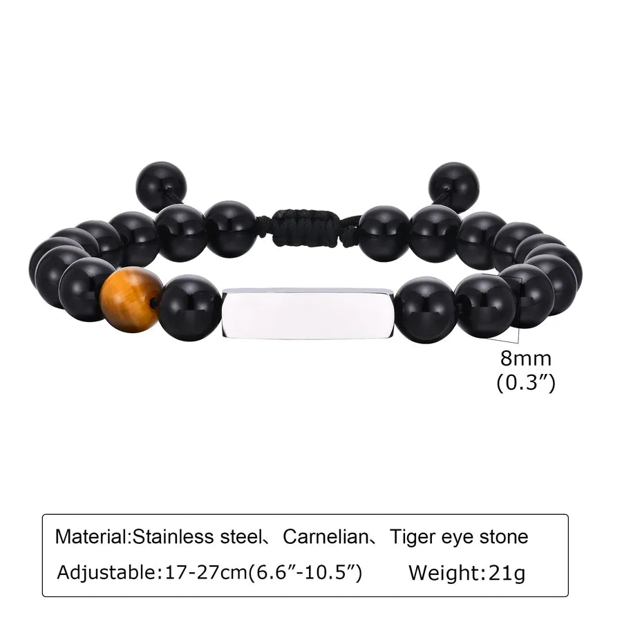 Simple Style Geometric Stainless Steel natural stone Agate Beaded Braid Men's Bracelets