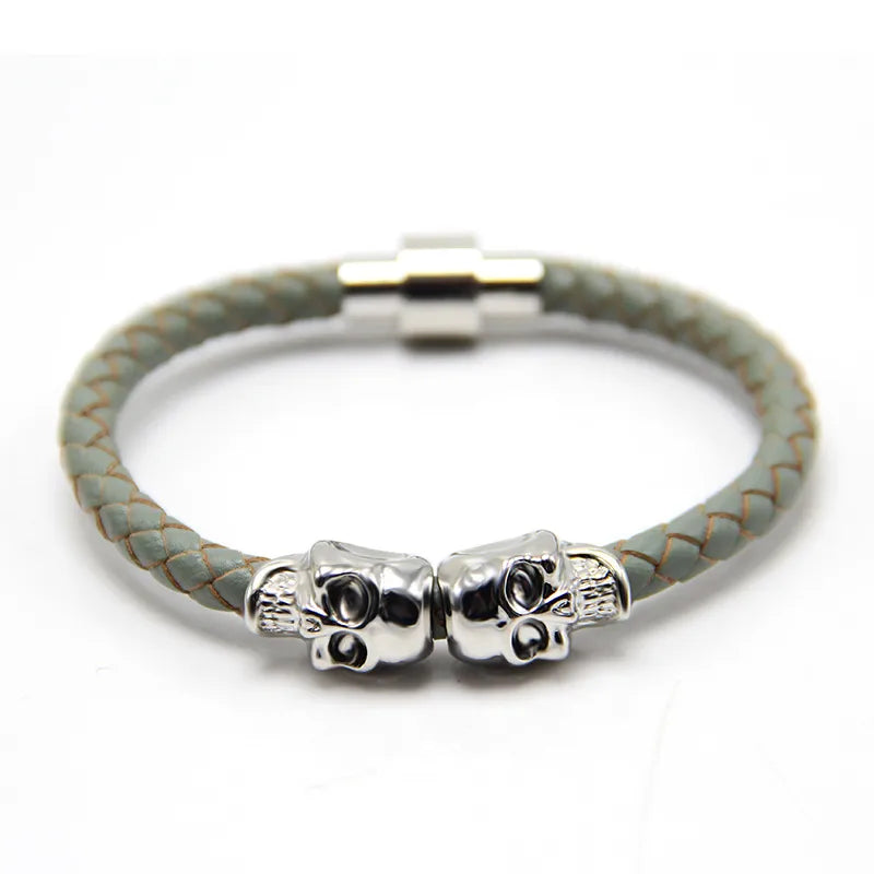 Punk Skull Leather Copper Halloween Men's Bangle