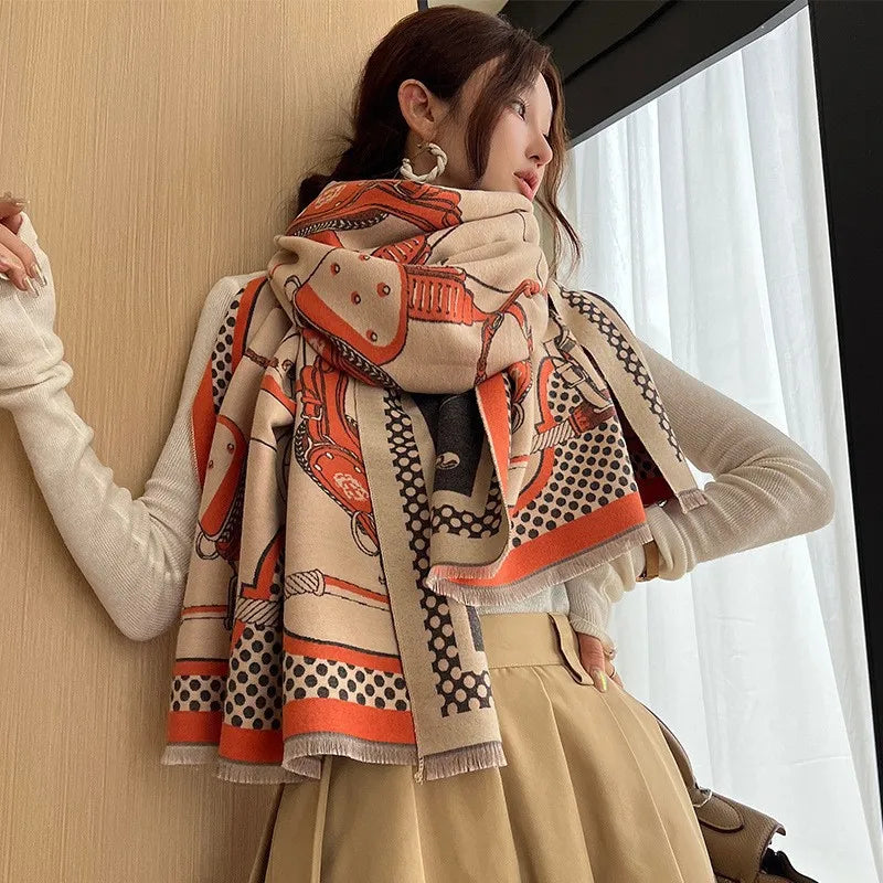 Unisex Basic Color Block Flower Acrylic Scarf