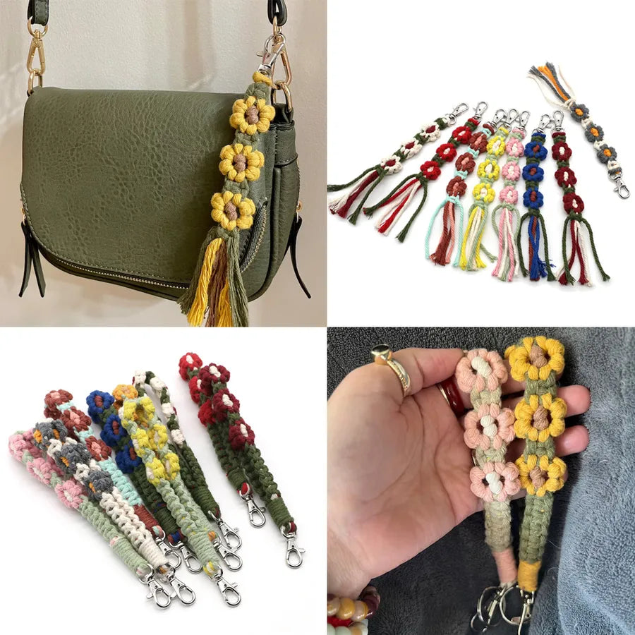 nordic style flower metal knitting bag pendant keychain 1 piece