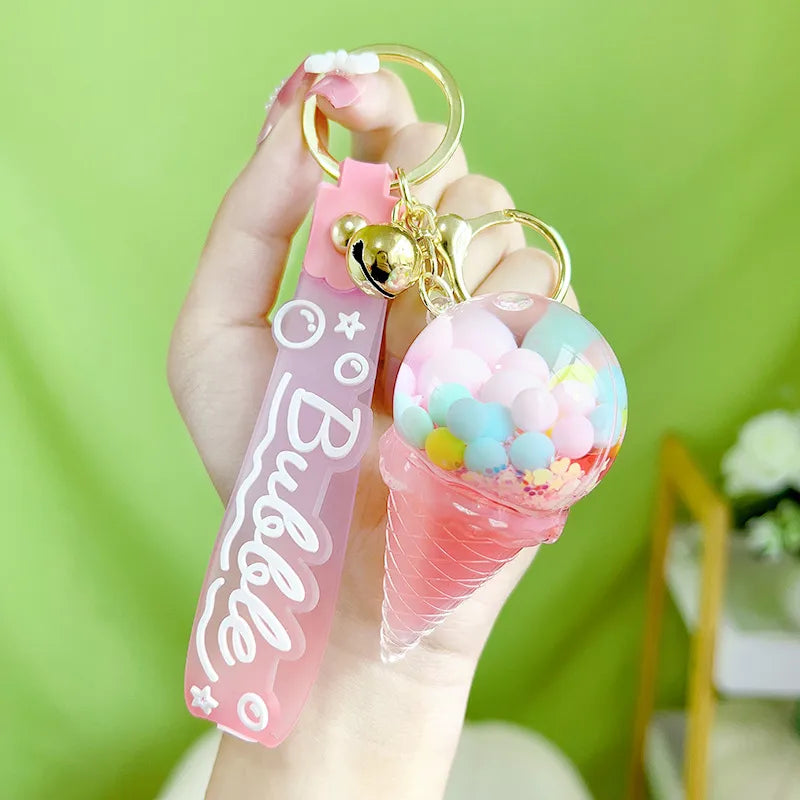 Acrylic Keychain Cute Sandflow Bottle Bag Pendant Toy Christmas Valentine Wedding Graduation Birthday Gift Keyring Decoration