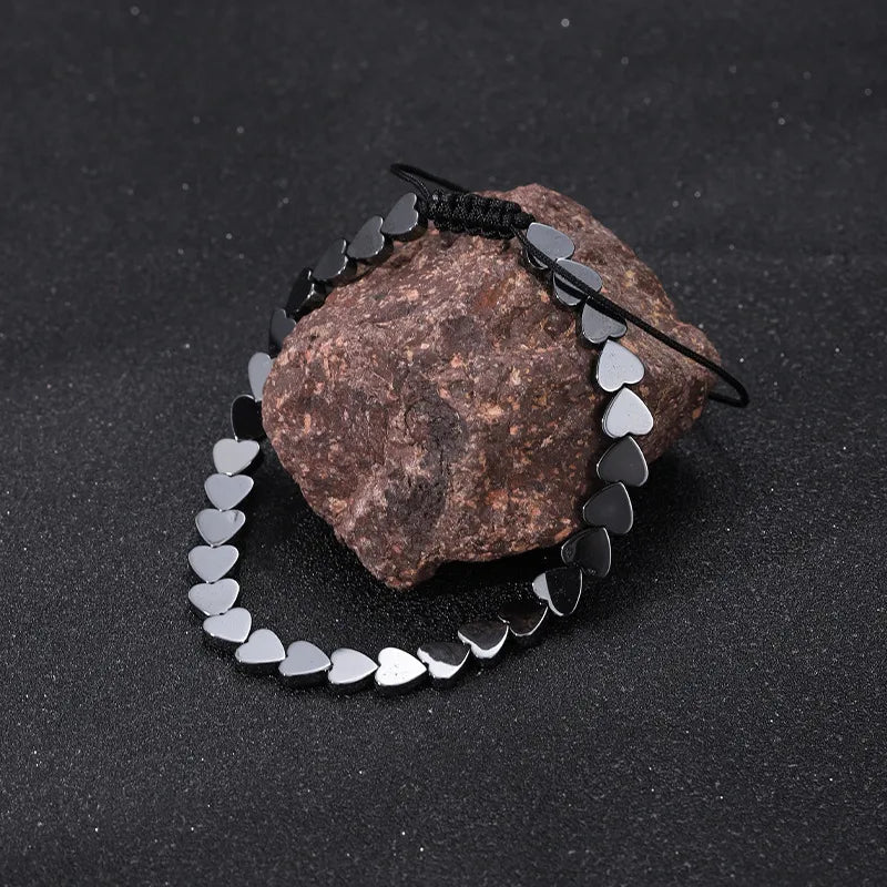 Streetwear Geometric black gallstone Unisex Drawstring Bracelets Men Beaded Bracelets