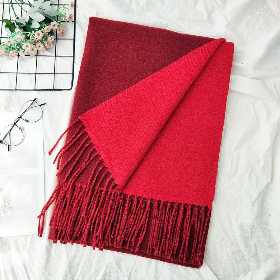 Unisex Sweet Simple Style Solid Color Imitation cashmere Polyester Scarf