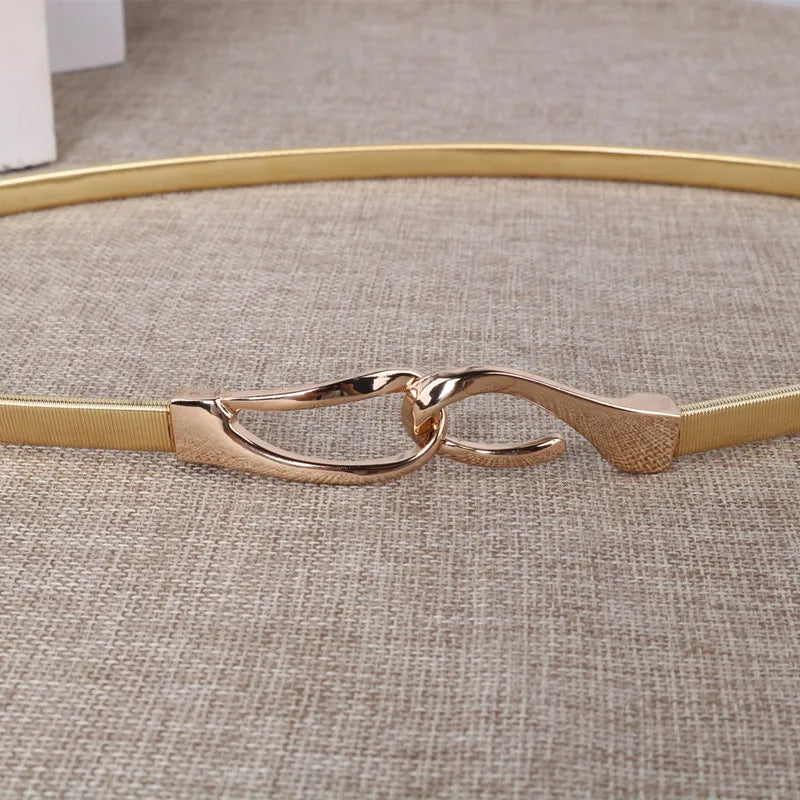 basic solid color metal women's leather belts