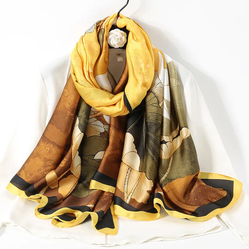 women's lady flower cloud brocade printing scarf