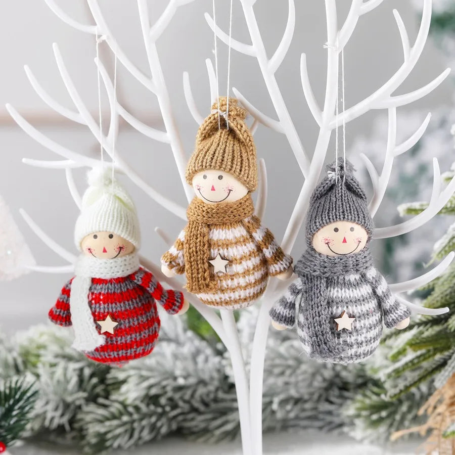 Christmas Cute Snowman Wood yarn Party Hanging Ornaments