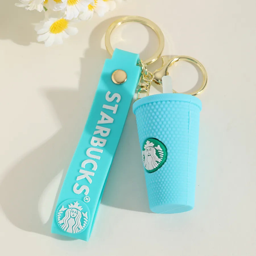 1 Piece IG Style Cute Simple Style coffee brand Coffee Cup Alloy soft glue Inlay PVC Soft Rubber Imitation Gold  Lobster Trigger Clasp Closure Keychain