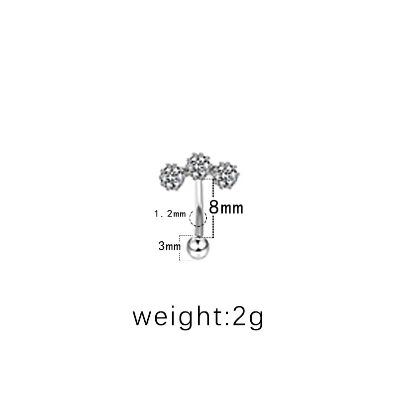 1 Piece Eyebrow Studs Hip-Hop Punk Geometric Ghost Stainless Steel Copper Epoxy Plating Rhinestones Zircon