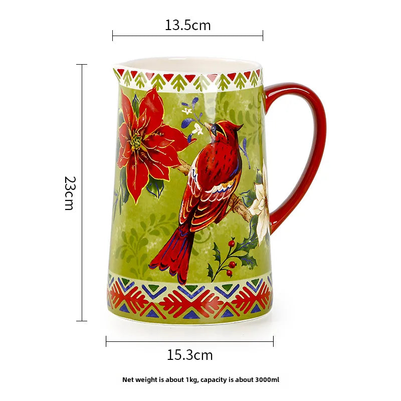 Style Plate Creative Christmas Red Bird Plate Hand-painted Flat Plate Distinctive Rectangular Tray Underglaze Color