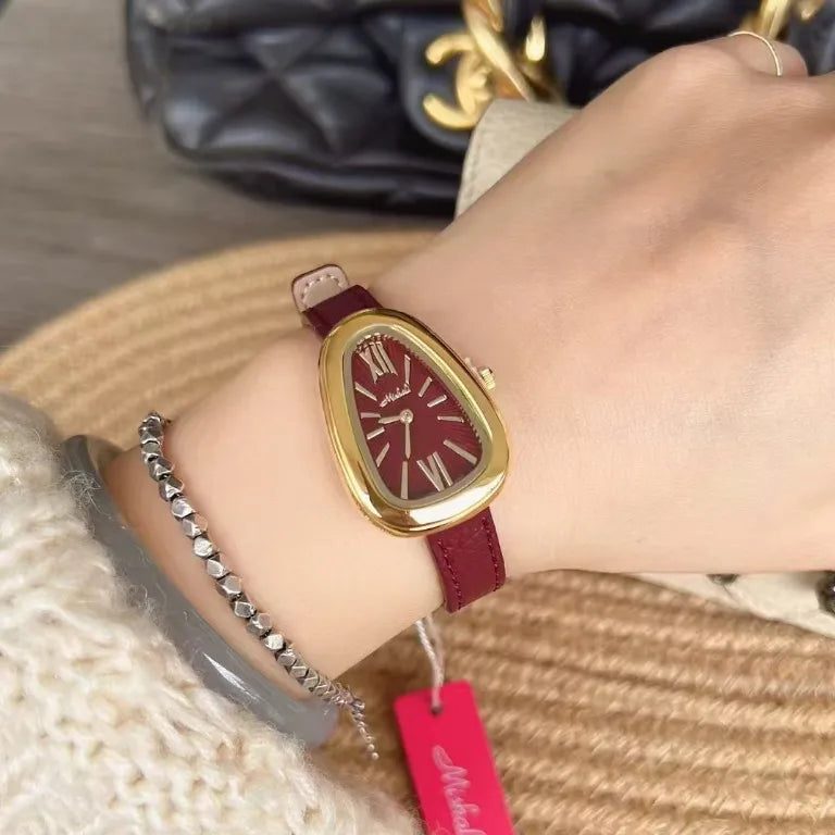 Retro Simple Style Solid Color Buckle Quartz Watch Women's Watches