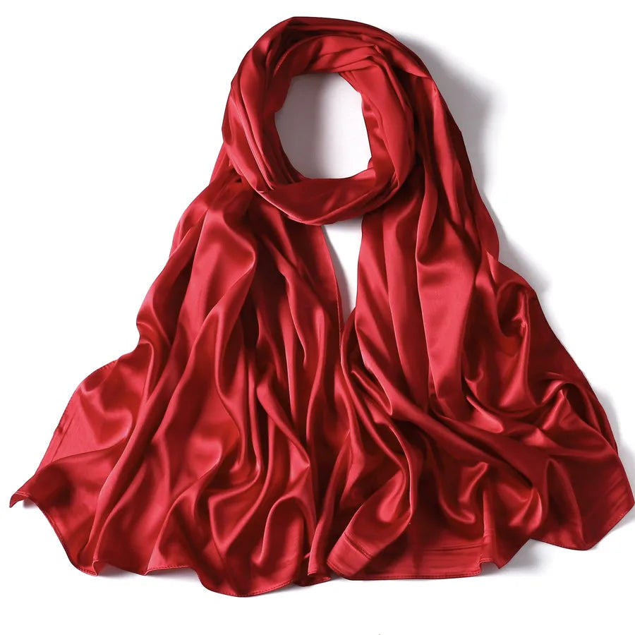 women's streetwear solid color satin winter scarves