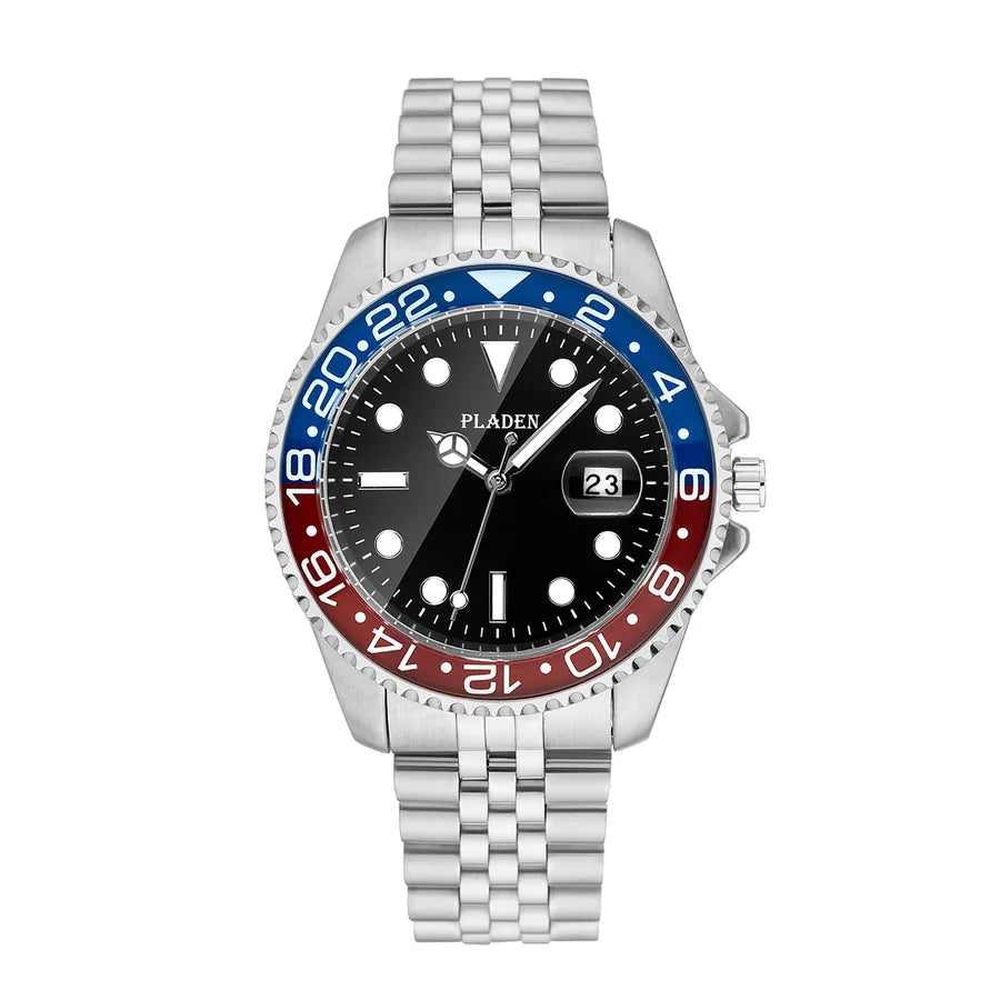 Business Color Block Butterfly Double Snap Quartz Watch Men's Watches