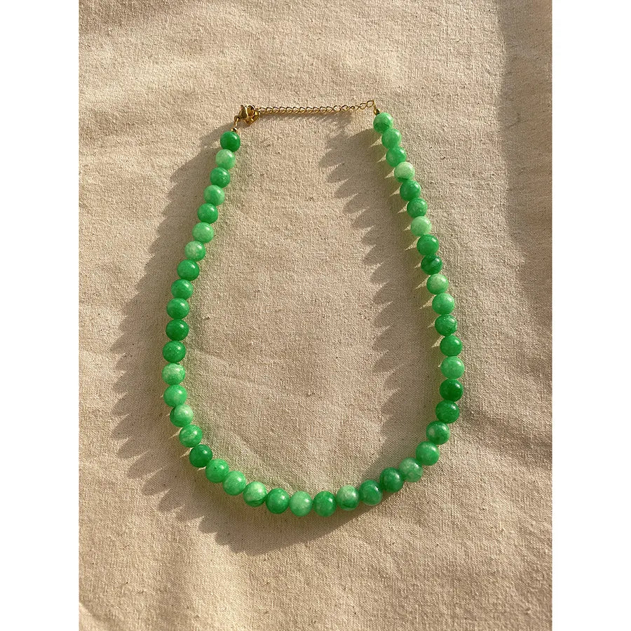Simple Style Geometric Beaded natural stone Titanium Steel 18K Gold Plated Necklace In Bulk