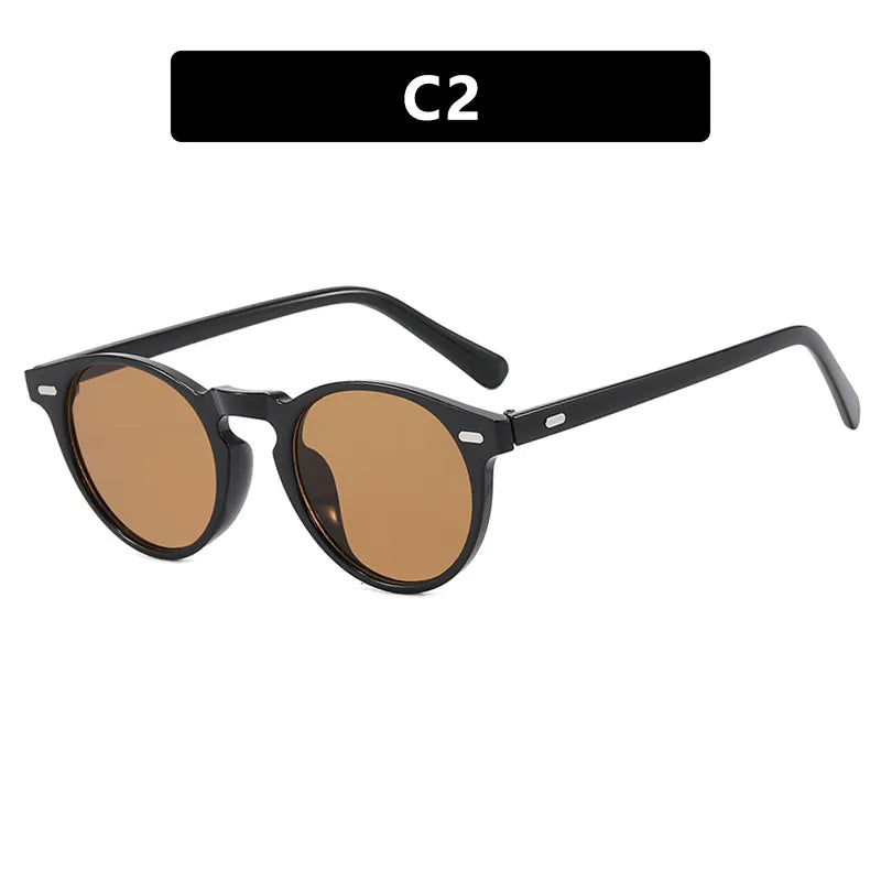 Retro Punk Commute Glasses Ac Round Frame Full Frame Men's Sunglasses
