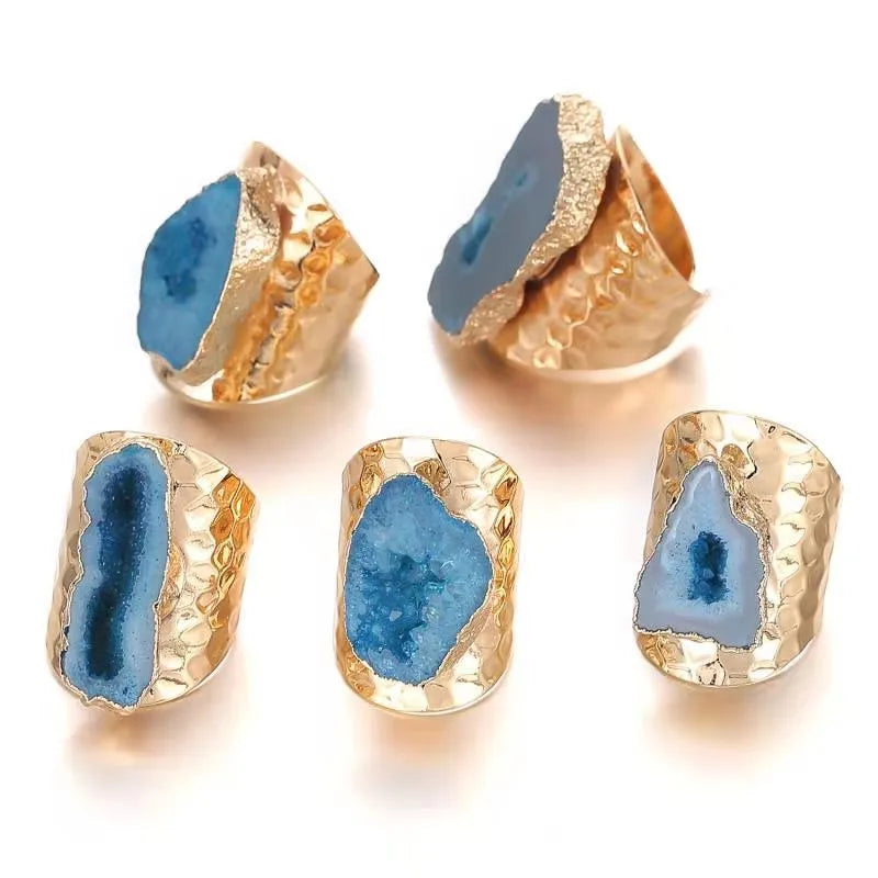 classic style commute color block agate artificial gemstones rings in bulk