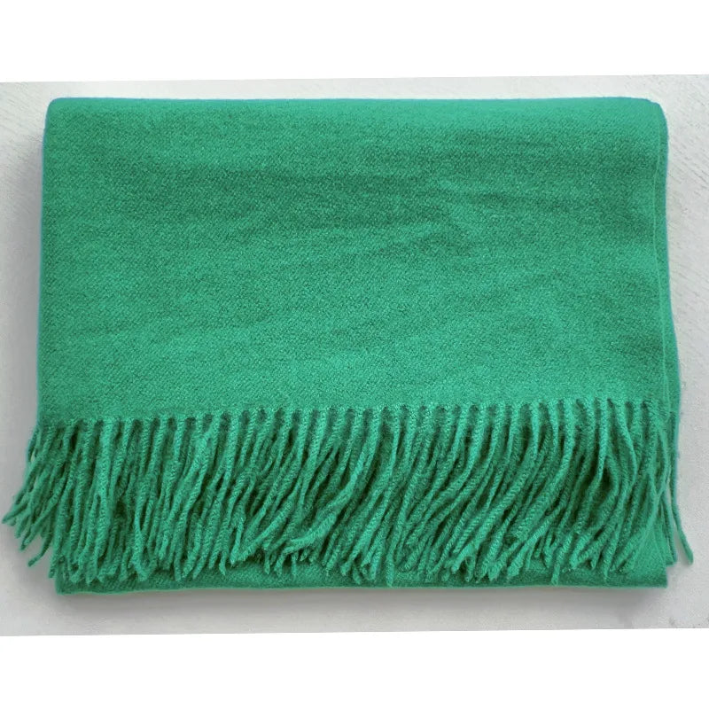 women's simple style solid color imitation cashmere scarf