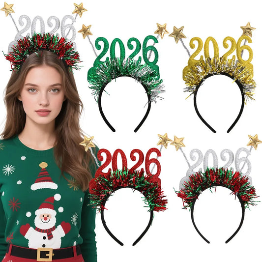 Christmas New Year Party Creative Digital Headband Decoration Star Colorful Strip Hairband Plastic Festival Accessory
