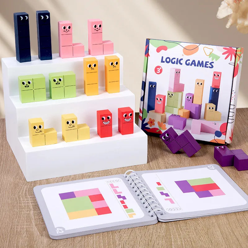 Educational Wooden Geometric Puzzle Blocks Children's Early Learning Space Assembly Toys For Toddler Kids Intelligence Training