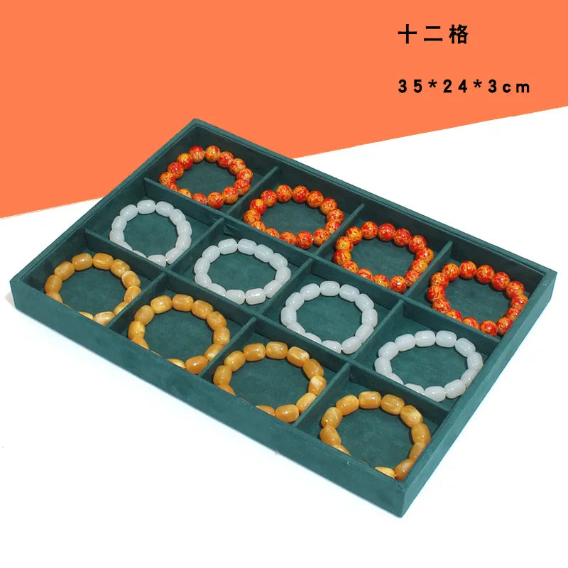 Dark Green Jewelry Necklace Box Ring Bracelet Jade Storage Box Bangle Pendant Display Props Earring Jewelry Tray