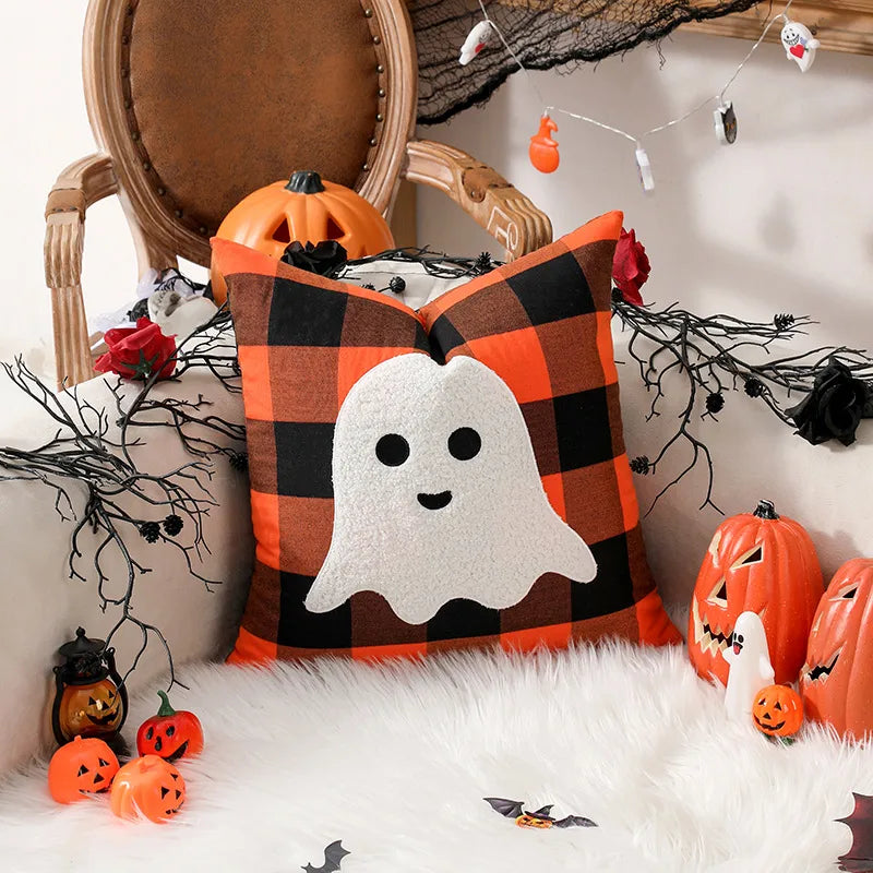 Halloween Ghost Cushion Covers Living Room Sofa Pillow Office Chair Pad Cartoon Anime Simple Style Ghostly Spooky Decor
