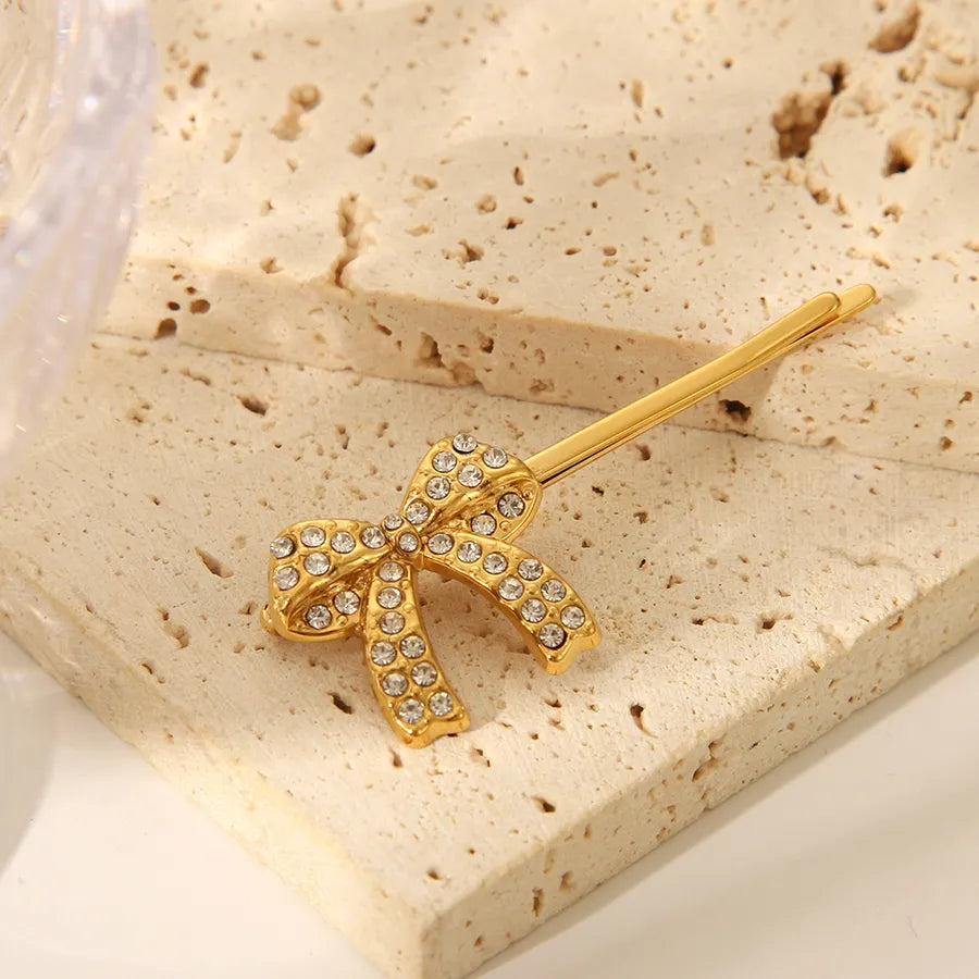 Pastoral Simple Style Women's Flower Shell 304 Stainless Steel Zircon Hair Clip