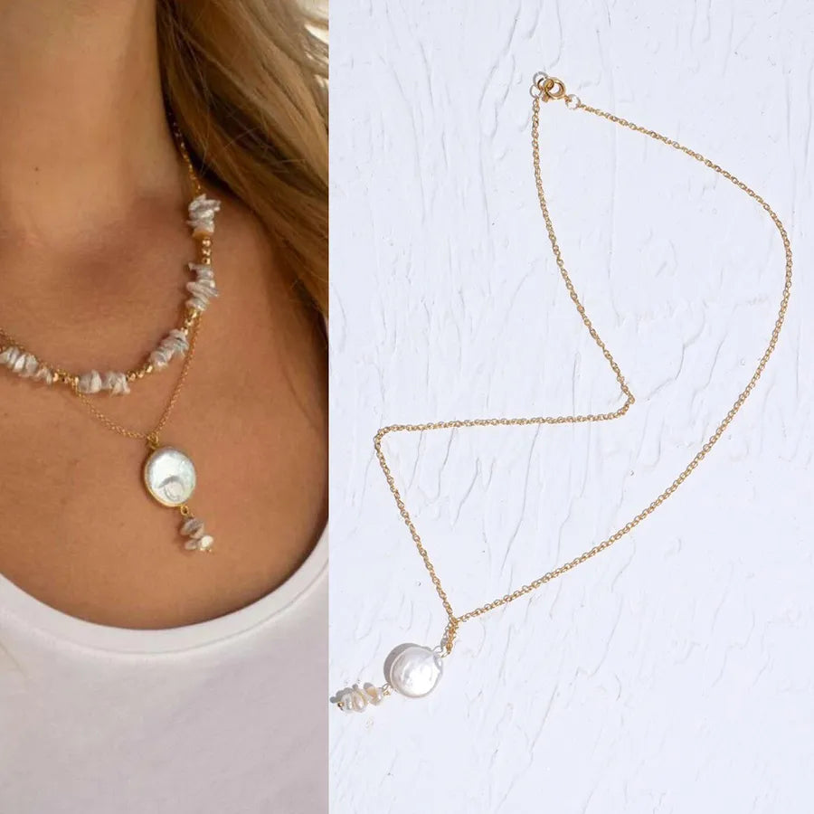 2 PCS/Package Freshwater Pearl Titanium Steel Freshwater Pearl Jewelry Sets