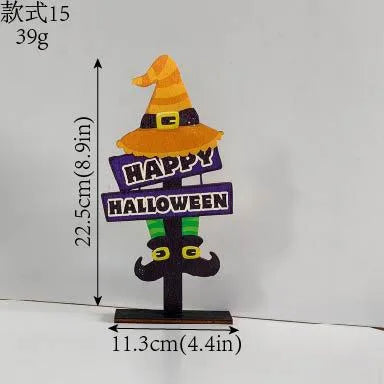 Wooden Halloween Decorations Ghost Festival Props Pumpkin Sprite Letter Wooden Ornaments Ghost Wooden Display Stand