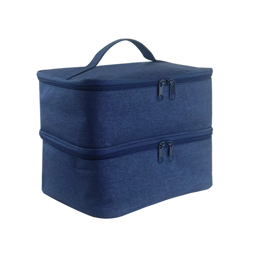 Basic Stripe Solid Color Pu Leather Cloth Square Makeup Bags