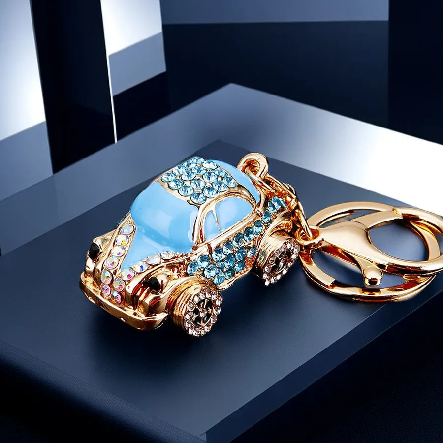 cute car metal diamond women's bag pendant keychain