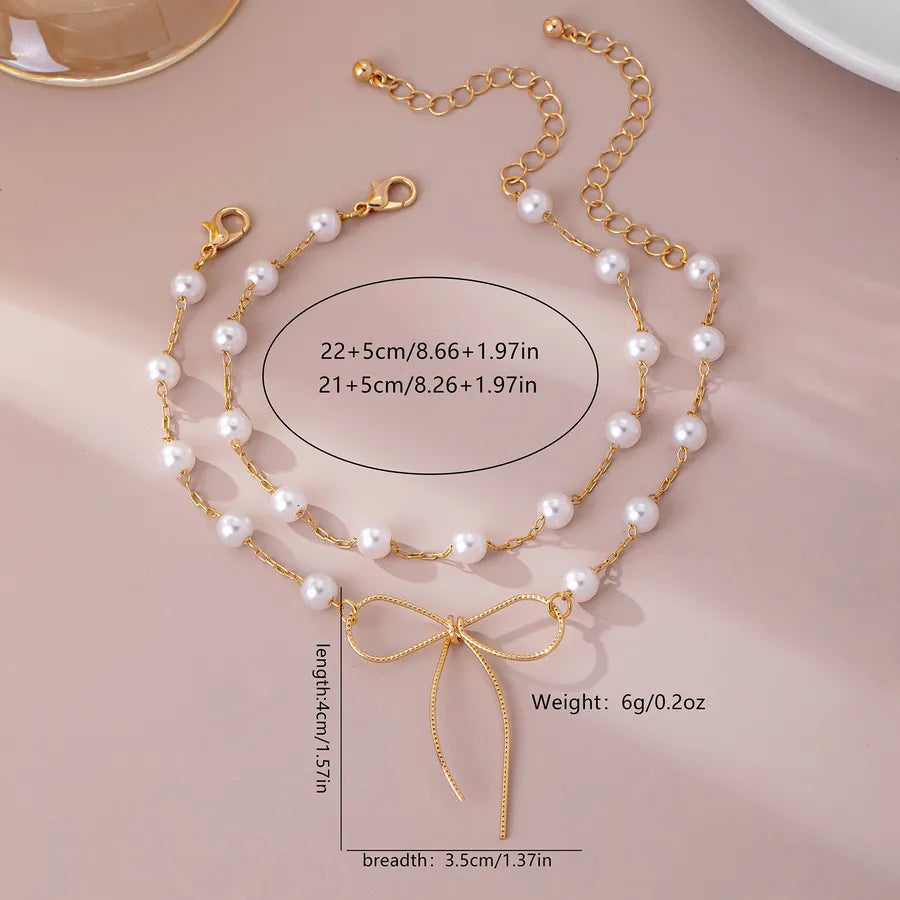 Wholesale Jewelry Simple Style Bow Knot Copper Anklet