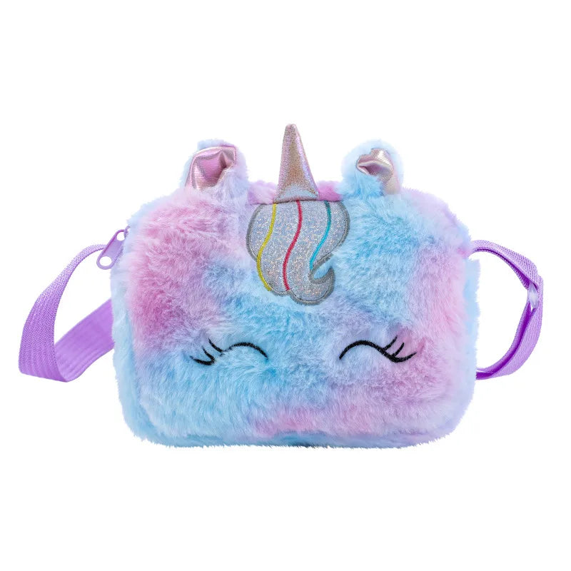 Children's Rainbow  Plush Shoulder Bag Kindergarten Cute Crossbody Handbag Cartoon Girl Handbag