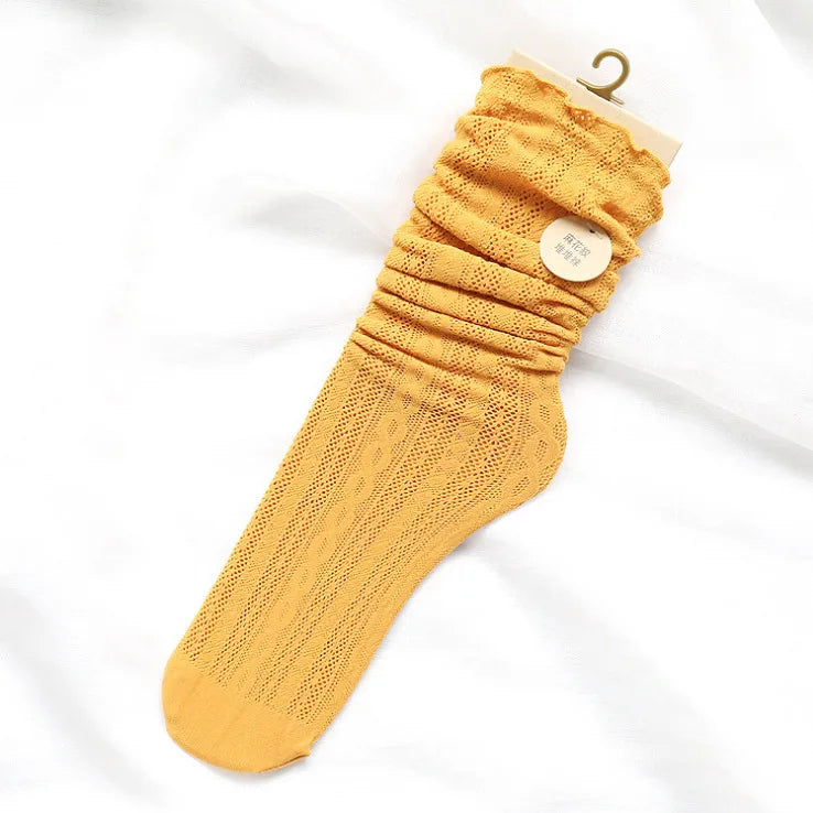 Women's Japanese Style Solid Color Nylon Crew Socks A Pair