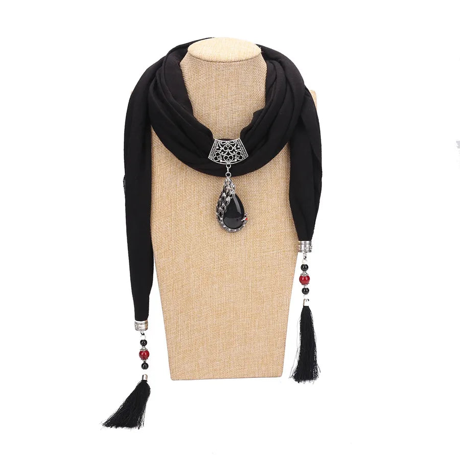 women's elegant solid color cotton tassel scarf