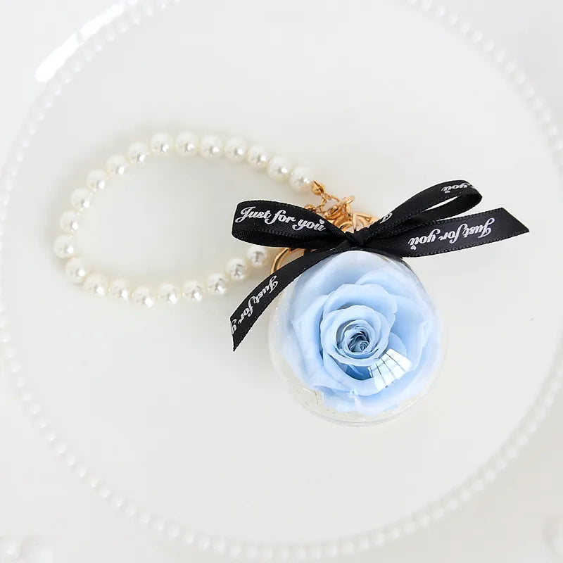 cute letter preserved flower women's keychain