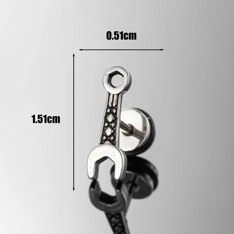 1 Piece Hip-Hop Rock Cool Style Scissors Wrench Key 316 Stainless Steel  Ear Studs