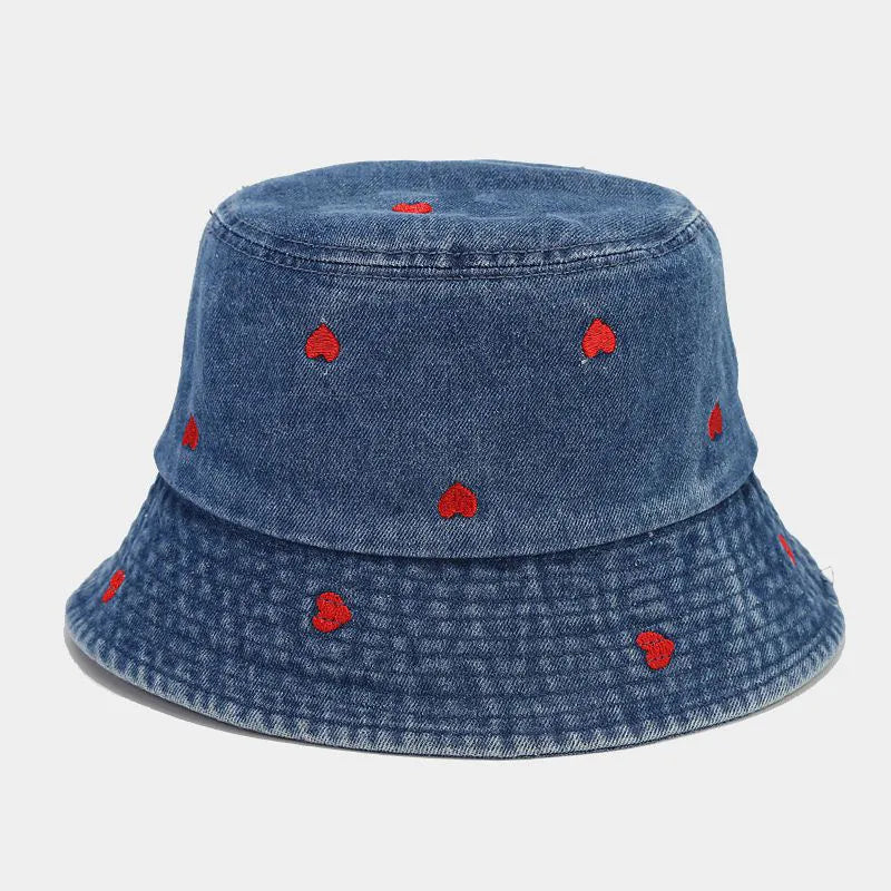 women's cute sweet heart shape big eaves bucket hat