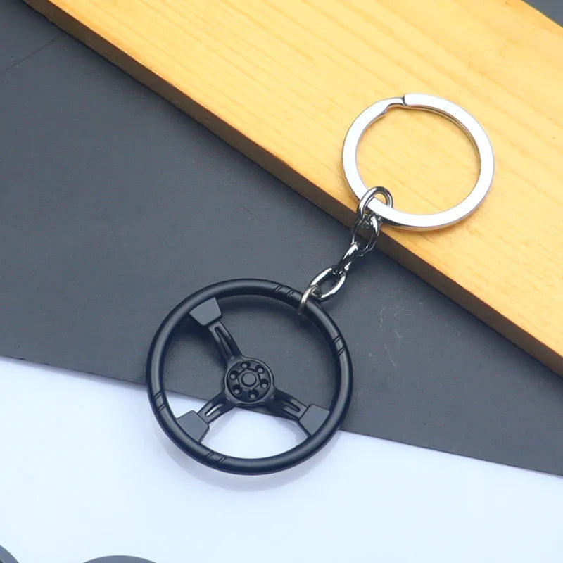 luxurious circle metal unisex bag pendant keychain
