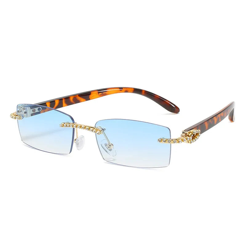 Retro Vacation Rectangle Pc Square Frameless Men's Sunglasses