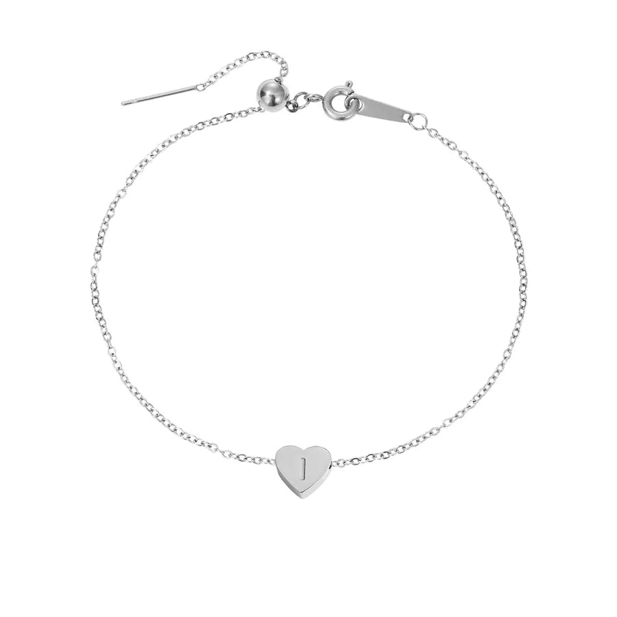 Wholesale Jewelry Beach Simple Style Commute Letter Heart Shape 304 Stainless Steel 14K Gold Plated Anklet