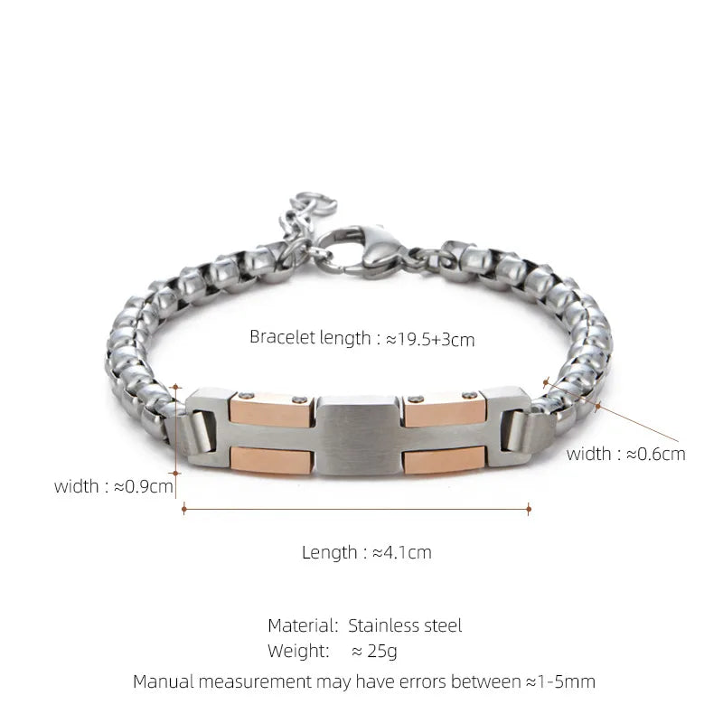 Hip-Hop Geometric 304 Stainless Steel Plating Men's Bracelets Men Chain Bracelets
