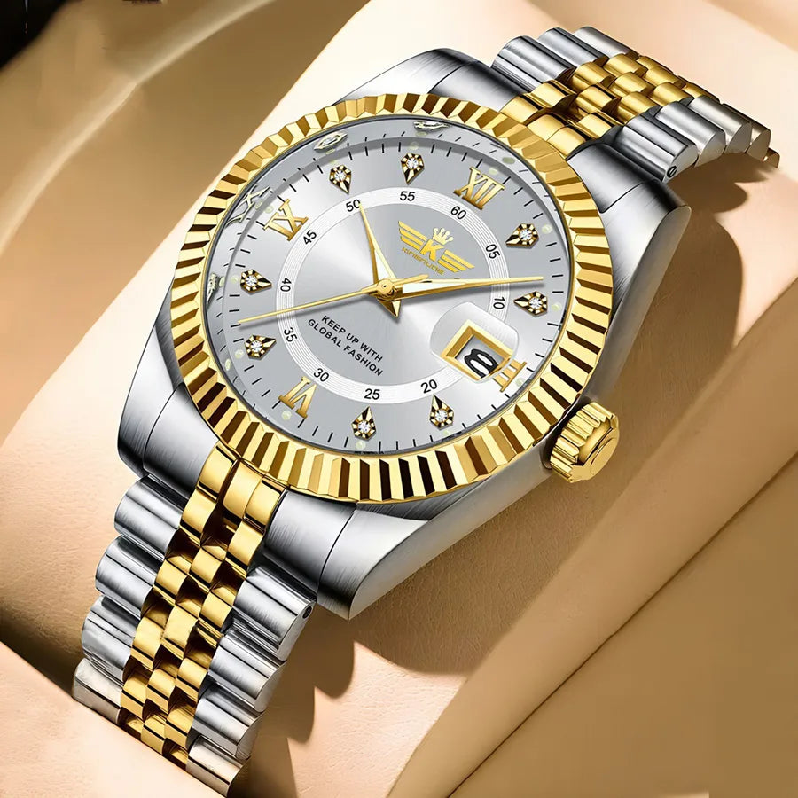 Casual Color Block Double Side Snaps Quartz Watch Men's Watches