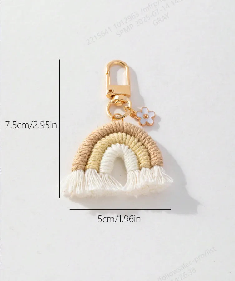 Fashionable Sweet Rainbow Knitted Keychain Pendant Accessory New Arrival Jewelry Handcrafted Tassel Irregular Design Personality